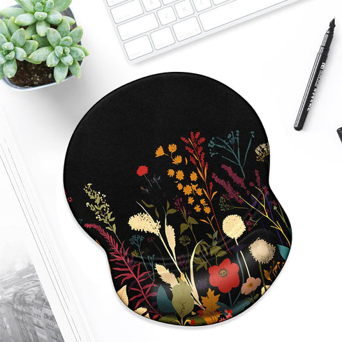 ITNRSIIET Ergonomic Mouse Pad with Gel Wrist Support, Non-Slip PU Base, 8.7 x 7.2 in, Pretty Flowers