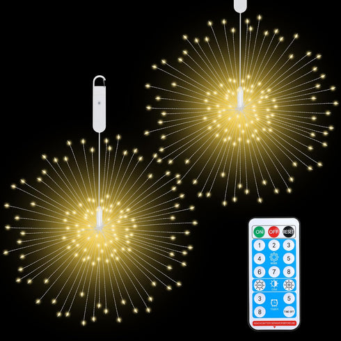 Dofulay Outdoor Lights Firework 120 LED Waterproof 8 Modes with Remote Wedding Decorative