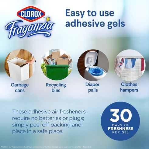 30 Closet, 0.12 Oz, 6 Count Clorox Fraganzia Stick-On Gel Fresheners, Lavender with Eucalyptus Trash Can Deodorizer Up