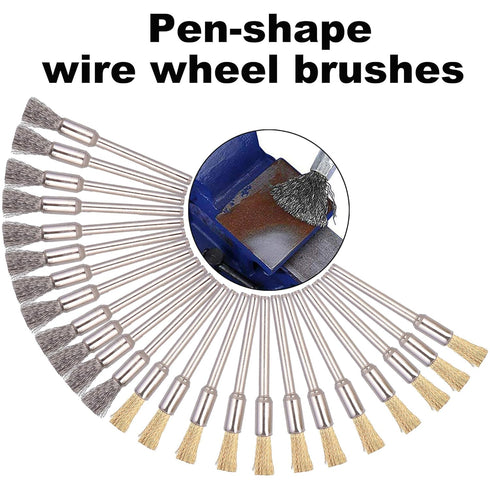 Rocaris 72 Pack Wire Wheel Brushes Set, Brass and Steel Wire Brush Set with 1/8" Shank for Rotary Tools Accessories