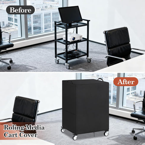 Klmnop 25" 19" 40" AV Cart Cover, Utility Rolling Cart Dust Protection Cover for Metal AV Carts & Media Carts, Foldable