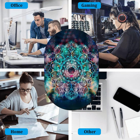 RVHOEZZM Set, Personality Mouse Pad with Coaster Colorful Mandala Fashion Design Mouse Pad Non-Slip Rubber Gaming Mouse