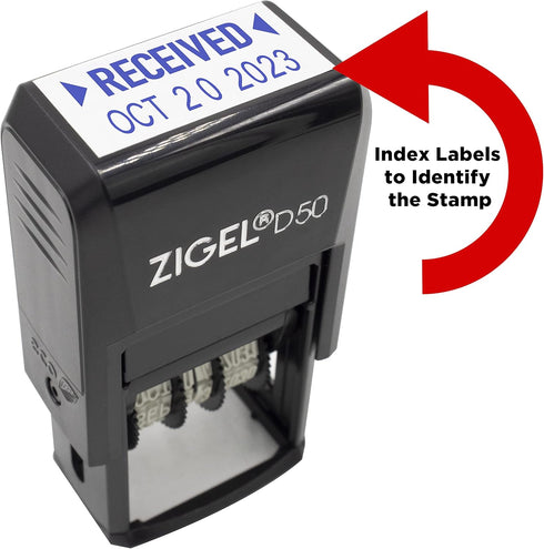 ZIGEL D50 Date Stamp with Entered, Self Inking, Blue