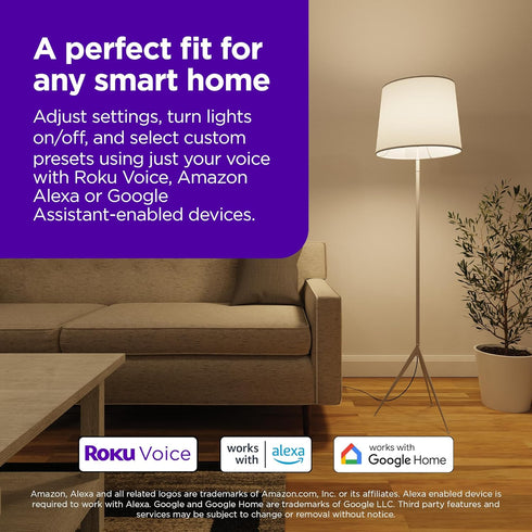 Bulbs 1-Pack) Dimmable A19 Lightbulbs Bulbs Roku Smart Light (White, - with Adjustable Brightness & Temperature - WiFi