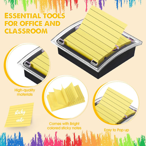 Thenshop 10 Pads Pop Up Sticky Notes, 1000 Sheets Lined 3 x 3 Inch, Self Stick Notes with Lines, 100 Sheets/Pad