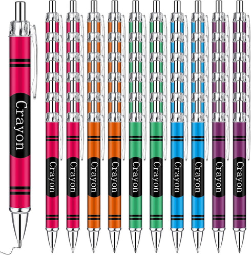 Motipuns 50 Pcs Crayon Teachers Pens Bulk Teacher Appreciation Gifts Cute Ballpoint Pens