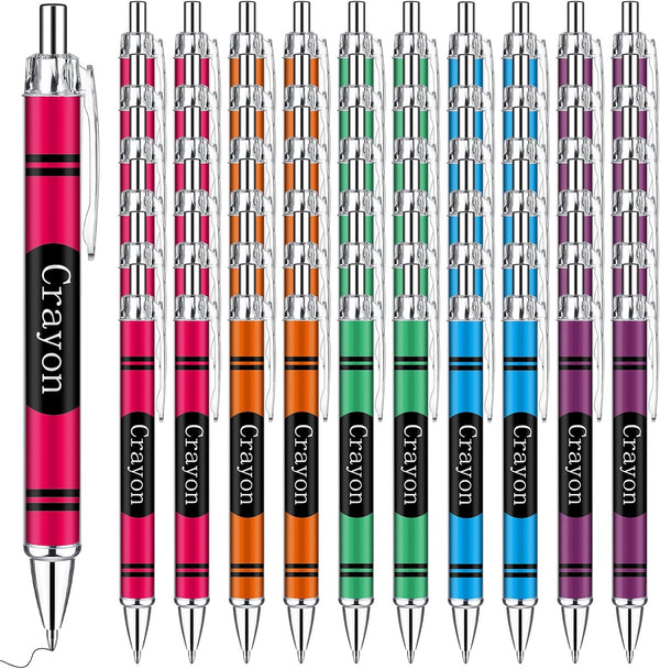 Motipuns 50 Pcs Crayon Teachers Pens Bulk Teacher Appreciation Gifts Cute Ballpoint Pens