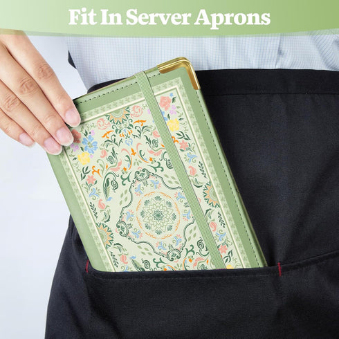 Server Book, PU Leather Server Books for Waitress with Zipper Pockets, Waitress Book with Pen Holder Fit Server Apron