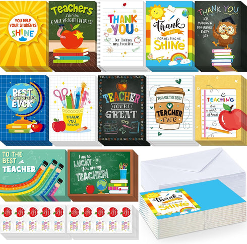 Fuyoooo Graduation Gifts Teacher Appreciation Cards 120 Sets, 4x6 Thank You Cards for