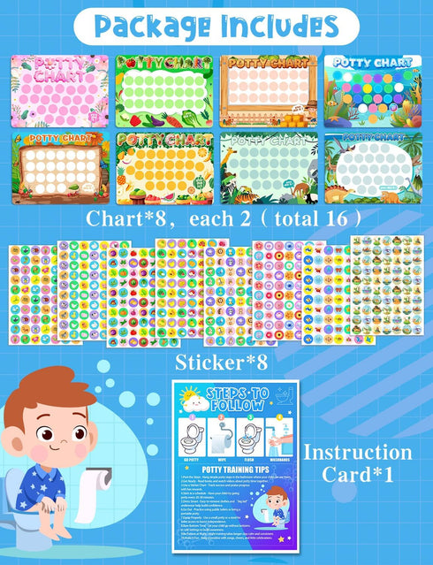 PCTCSHQ 25 8 560 Pcs Potty Training Chart Themes Potty Training Reward Chart with Stickers Develop Toileting Habit