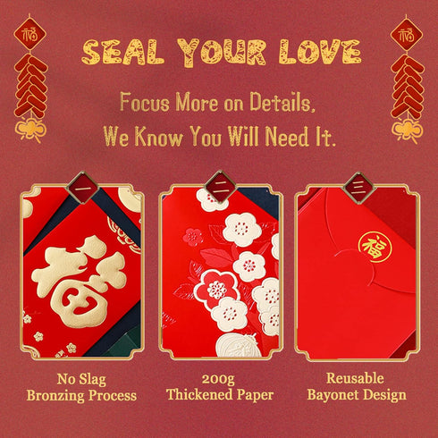 Chinese Red Envelopes, 24 Pieces 2023 Tiger Year HongBao for New Year, Birthday, Wedding, Business Occasion