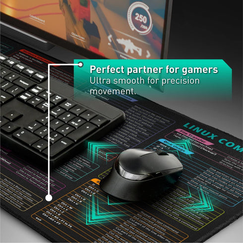 Linux Commands Line Mouse Pad - Extended Large Cheat Sheet Mousepad for Kali/Red Hat/Ubuntu/Unix Programmer, XXL