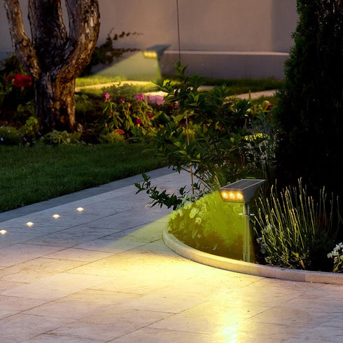 LUMLLSAJI IP65 (2) Solar Spot Lights Outdoor, RGB Solar Landscape Spotlights Waterproof Adjustable Light House Lights