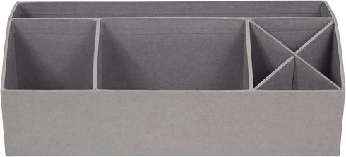 BIGSO BOX OF SWEDEN Elisa Desktop Organizer | Durable Organizer for Office Supplies and Accessories | Desk Organizer with 7 Compartments for Customizable Organization | 13.1" x 4.9" x 4.9" | Grey by BIGSO BOX OF SWEDEN