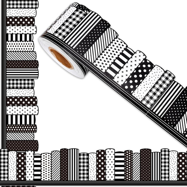 FYSUIMU 65.6 Ft Back to School Bulletin Board Border Black White Book