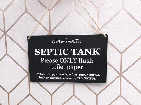 Stylish Black and White SEPTIC TANK Sign | Notice for Toilet | Bathroom | W.C