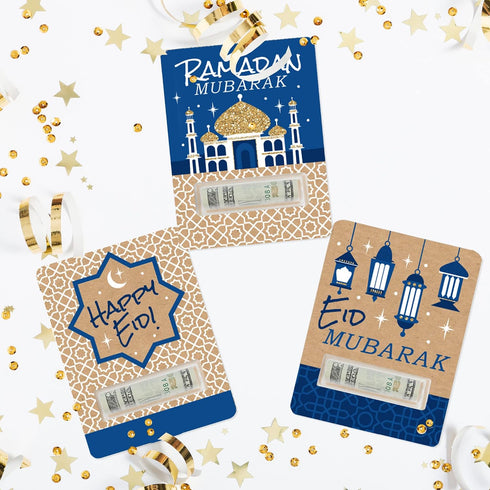 Set 6 Big Dot of Happiness Ramadan - DIY Assorted Eid Mubarak Party Cash Holder Gift - Funny Money Cards