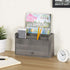 MyGift Rustic Gray Solid Wood Office Desk Organizer, 5 Slot Wooden Mail Sorter with Pull Out Drawer