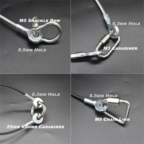 10 pcs 20 Inch (50cm) 3mm Galvanized Steel Wire Cable Eyelets, Short Rope Lanyard Safety Tether Chain Lock, Red