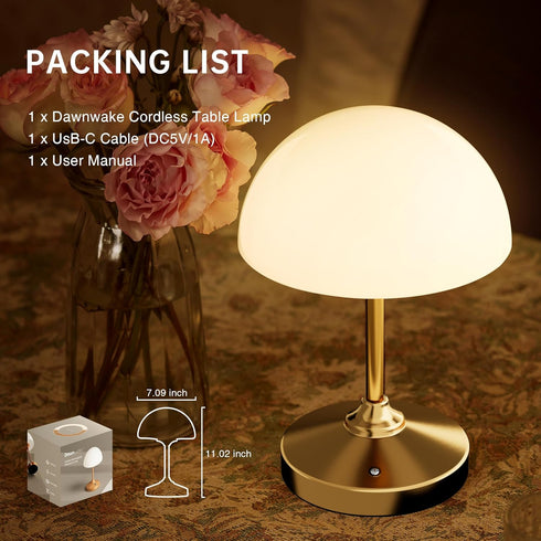 Lamps,5000mAh Dimmable Dawnwake Mushroom Lamp Cordless Lamp Table Lamp,Outdoor Waterproof Shower Rechargeble Battery