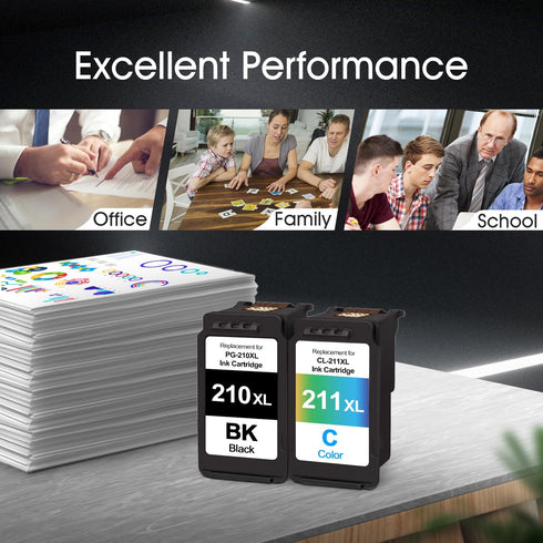 Replacement Ink Cartridges 210XL 211XL for Canon PG-210XL CL-211XL Pixma IP2702 MX410 MP495 MP230 MP240 MP280