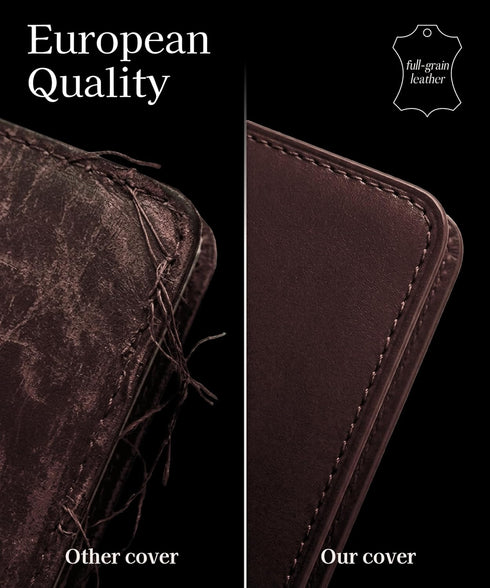 VALTENTIS A5 5.8" 8.3", 3 Leather Notebook Cover - Refillable Full-Grain Leather Journal Cover for Multiple Inserts x