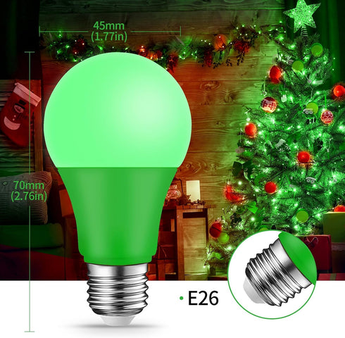 Red Light Bulb and Green Light Bulbs, 9W (6W Equivalent), E26 Base for Halloween Christmas Party Decor