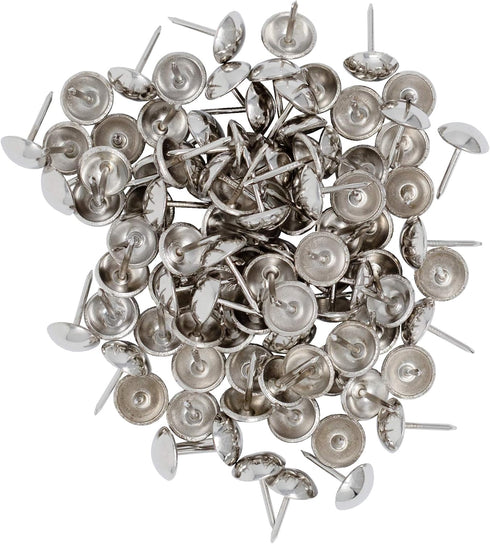 Premium Upholstery Tacks, Decorative Nailhead Trim for Furniture, 100 Nickel 7/16-inch Diameter