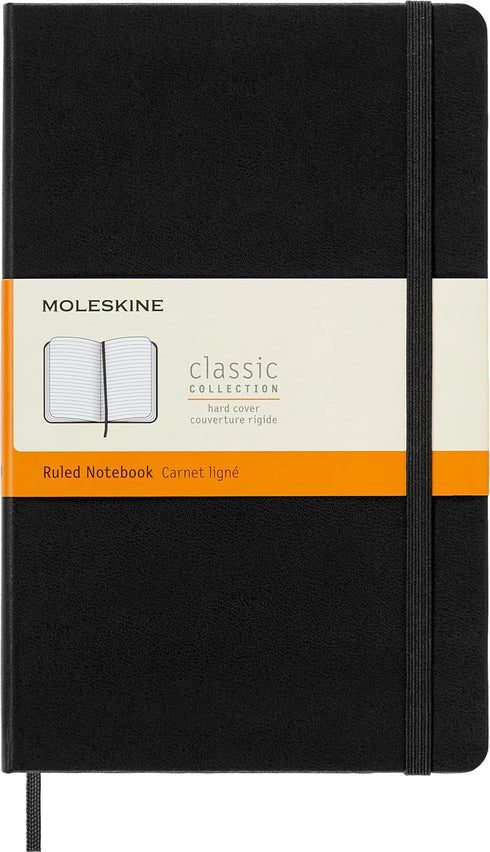 Moleskine Classic Notebook, Hard Cover, Large (5" x 8.25") Ruled/Lined, Black, 240 Pages