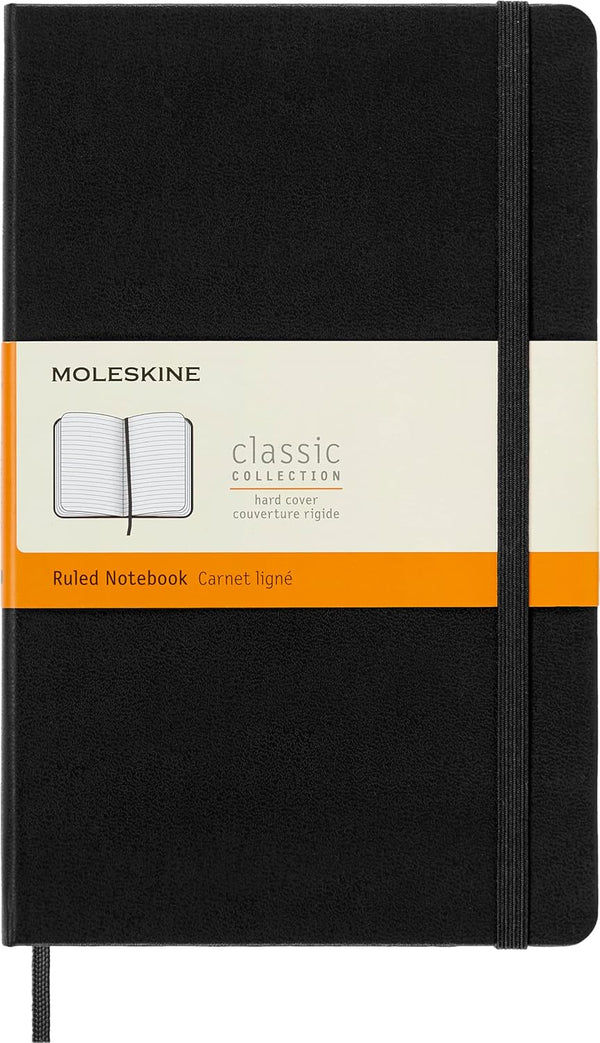 Moleskine Classic Notebook, Hard Cover, Large (5" x 8.25") Ruled/Lined, Black, 240 Pages