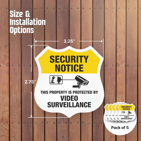 Set Pack 2.75"x3.25" SmartSign Protected by Video Surveillance Security Notice Decal | Five of EG Reflective Adhesive