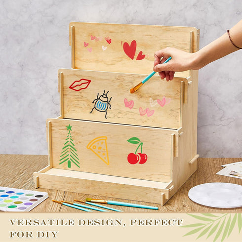 Holder(11.81 14.57 15.75 Inch (3 Barydat Wooden Card Display Stand Stationary Organizer Sticker Stand for Vendor Crafts