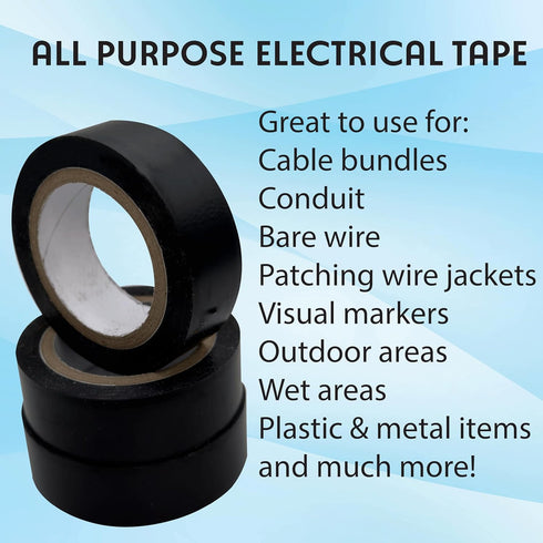 8501 Pk10 General Electrical Tape 32ft x 0.63In, All Purpose PVC, Weatherproof, High Temp Resistant for Indoor Outdoor
