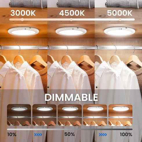 Closets Closet, 3 Dimmable, 1Pack KINDEEP Rechargeable Motion Sensor Ceiling Light with Remote: Battery Operated