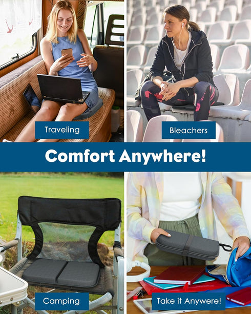 WISIMMALL 14.5" 10.5" Gel Seat Cushion, Portable Travel Cushion for Long Sitting, Thick & Foldable, x Large Size Chair