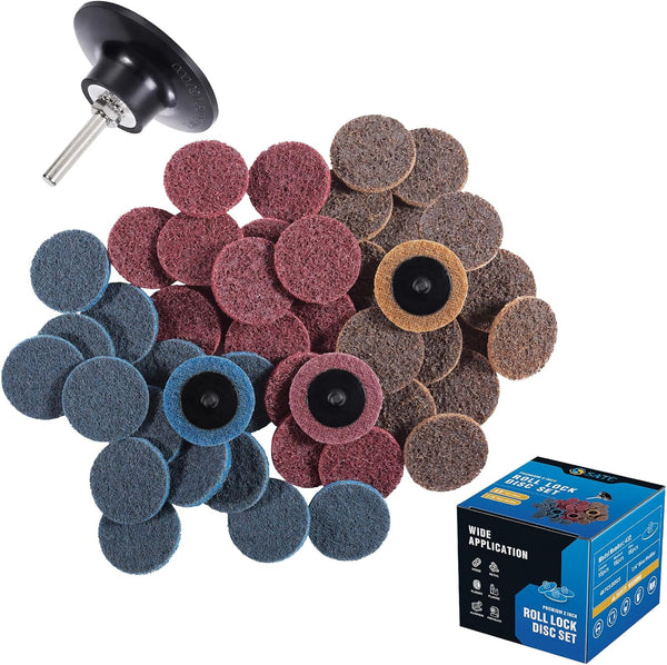 S SATC 46PCS Sanding Discs 2 Inch Roll Lock Quick Change Discs with 1/4'' Holder for Die Grinder