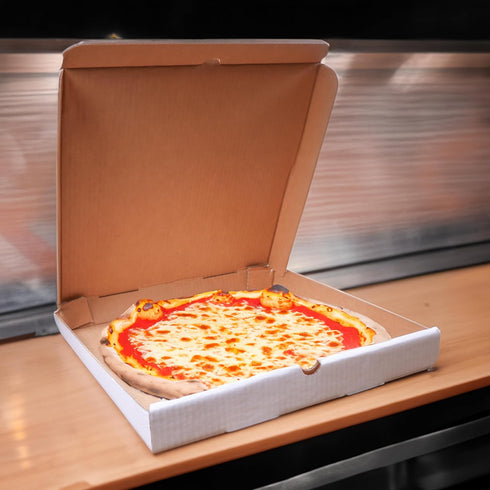 14 Inch White Pizza Boxes 25 Pack | Strong Corrugated Cardboard | USA Made Bulk Large Foldable Takeout Containers