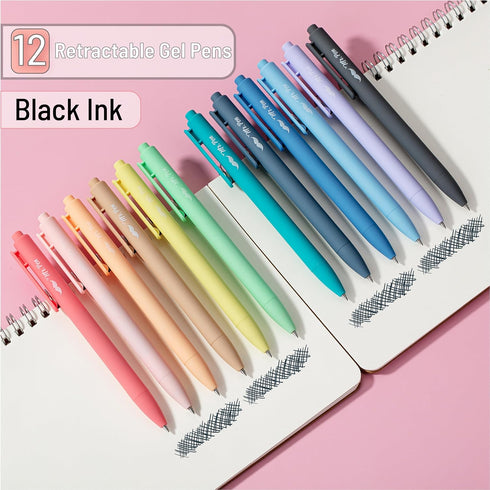 Mr. Pen- Retractable Gel Pens, 12 Pack, Black Ink Gel Pens, Pastel Barrels, Fast Dry, Gel Pens Fine Point 0.7mm, Retractable Pens, Cute Pens, Gel Ink Pens, Aesthetic Pens for Journaling Fine Tip Pens by Mr. Pen