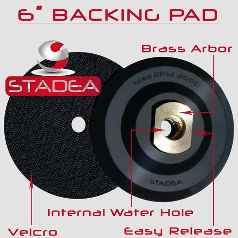 Stadea 6 Inch Hook and Loop Backing Pad - Rubber Backing Pad, Arbor 5/8" 11