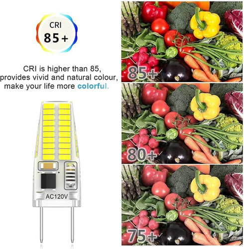 G8 LED Bulb Dimmable 3W T4 JCD Type Bi-Pin Base Daylight White 6000K 120V, 6 Pack