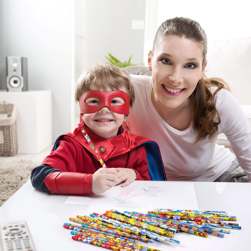Kolewo4ever 200 Pieces Hero Text Wood Pencils, Pow! Snap! Wham! Bang! Elements, Assorted Styles