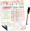 Magnetic Chore Chart for Kids, Good Behavior Dry Erase Daily Weekly Responsibility List, Floral Chore Board