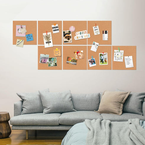 SVOPY 8-Pack Square Cork Bulletin Board Tiles - Extra Thick 12x12 Inches for Home Office Decor and Display