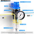 TAILONZ PNEUMATIC 1/4 Inch NPT AFR2000 Air Filter Pressure Regulator Kit (0 to 145 Psi) with Gauge