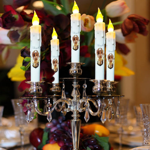 Primitive Battery Tapered Candles, Decorative Flameless Flickering Taper Candles with Timer, 6.75 Inch