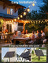 50FT 18+1 ST38 Bulbs, Dimmable&3 Brightever Solar String Lights Outdoor Waterproof, Patio Lights Solar Powered