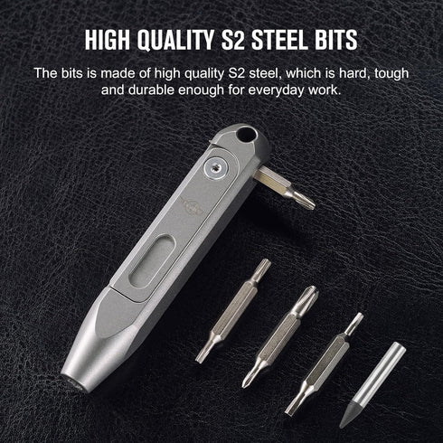 D1 9 1 Set, S2 OKNIFE Otacle Titanium Small EDC Multi Bit Pocket Screwdriver, in Mini Precision Screwdriver Steel