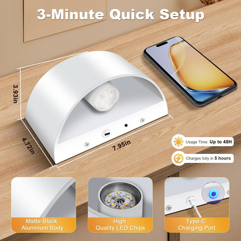 Set 2 Battery Operated Wall Sconces of Wireless Indoor Wall Lights Up and Down Wall Mount Light for Living Room Bedroom