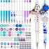 Qeeenar 12 Pcs Plastic Beadable Pens with 70 Pcs Colorful Beads, 12 Tassels, 12 Pendants, Assorted DIY Beaded Pens