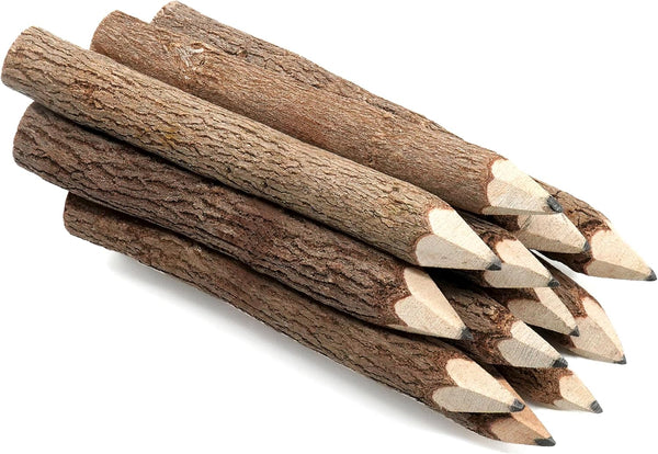 BSIRI Black 3 Inch Wood Tree Bark Pencils, 12 Pack, Rustic Twig Pencils for Unique Camping Gifts, Decorations, Party